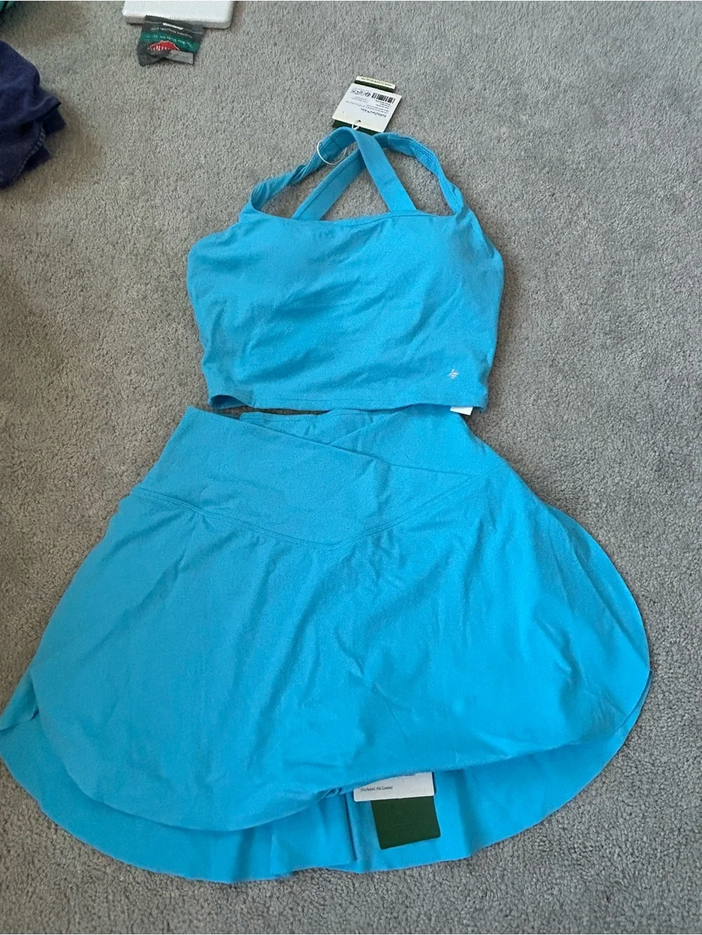 Halara workout set Bright Aqua Athletic Skirt and Crop Tank Set